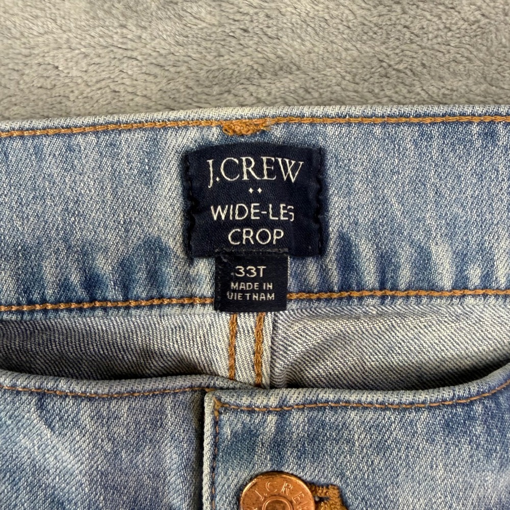 J Crew Wide Leg Crop Jeans Women's Size 33T Tall Blue Light Wash Denim Pants - Picture 3 of 6